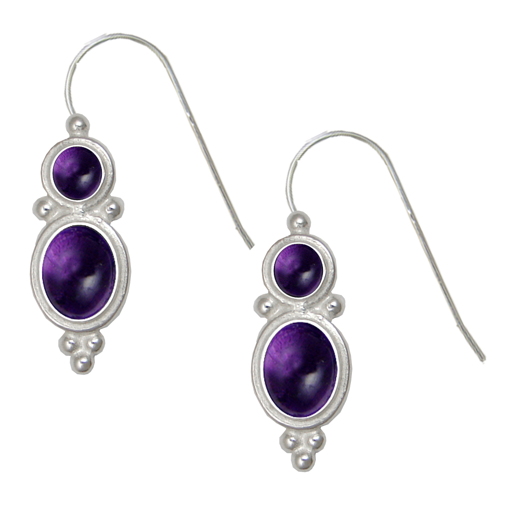 Sterling Silver Drop Dangle Earrings Amethyst